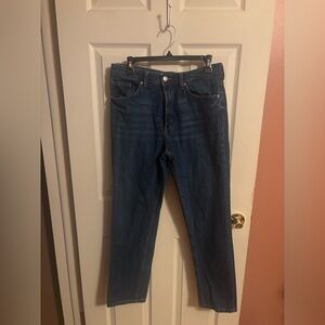 H&M Dark Blue High Waisted Straight-Leg Jeans